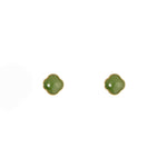 Willow Bloom – Green Nephrite Jade Stud Earrings in Gold Vermeil