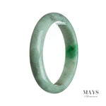 64mm Green, White Burmese Jadeite Jade Bangle Bracelet - MAYS