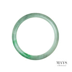 64mm White, Green Burmese Jadeite Jade Bangle Bracelet - MAYS