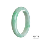 61mm White, Green Burmese Jadeite Jade Bangle Bracelet - MAYS