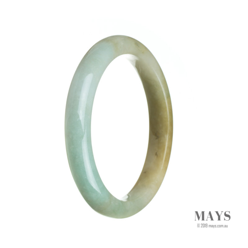 61mm White, Green Burmese Jadeite Jade Bangle Bracelet - MAYS