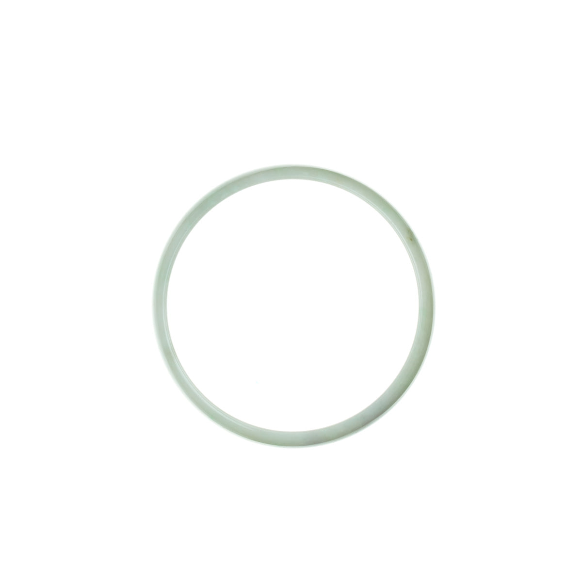 Authentic Grade A White with green Burmese Jade Bangle Bracelet - 52mm Flat