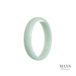 A close-up image of a flat, 52mm white traditional jade bracelet.
