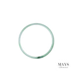 52mm White, Green Burmese Jadeite Jade Bangle Bracelet - MAYS
