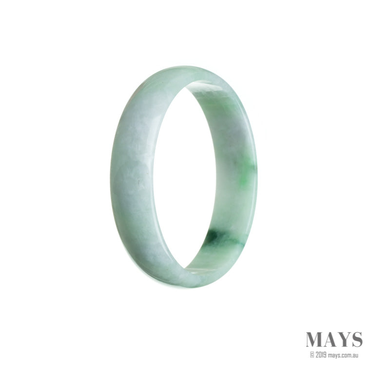 52mm White, Green Burmese Jadeite Jade Bangle Bracelet - MAYS