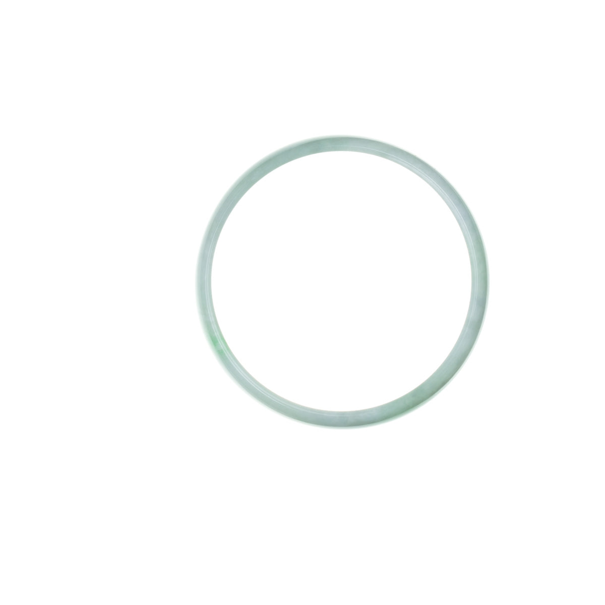 Real Grade A White with green Traditional Jade Bangle - 52mm Flat