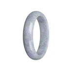 A close-up image of a lavishly designed lavender jadeite jade bracelet, featuring a half-moon shaped centerpiece. The bracelet is made with high-quality jade and exudes a sense of elegance and luxury.