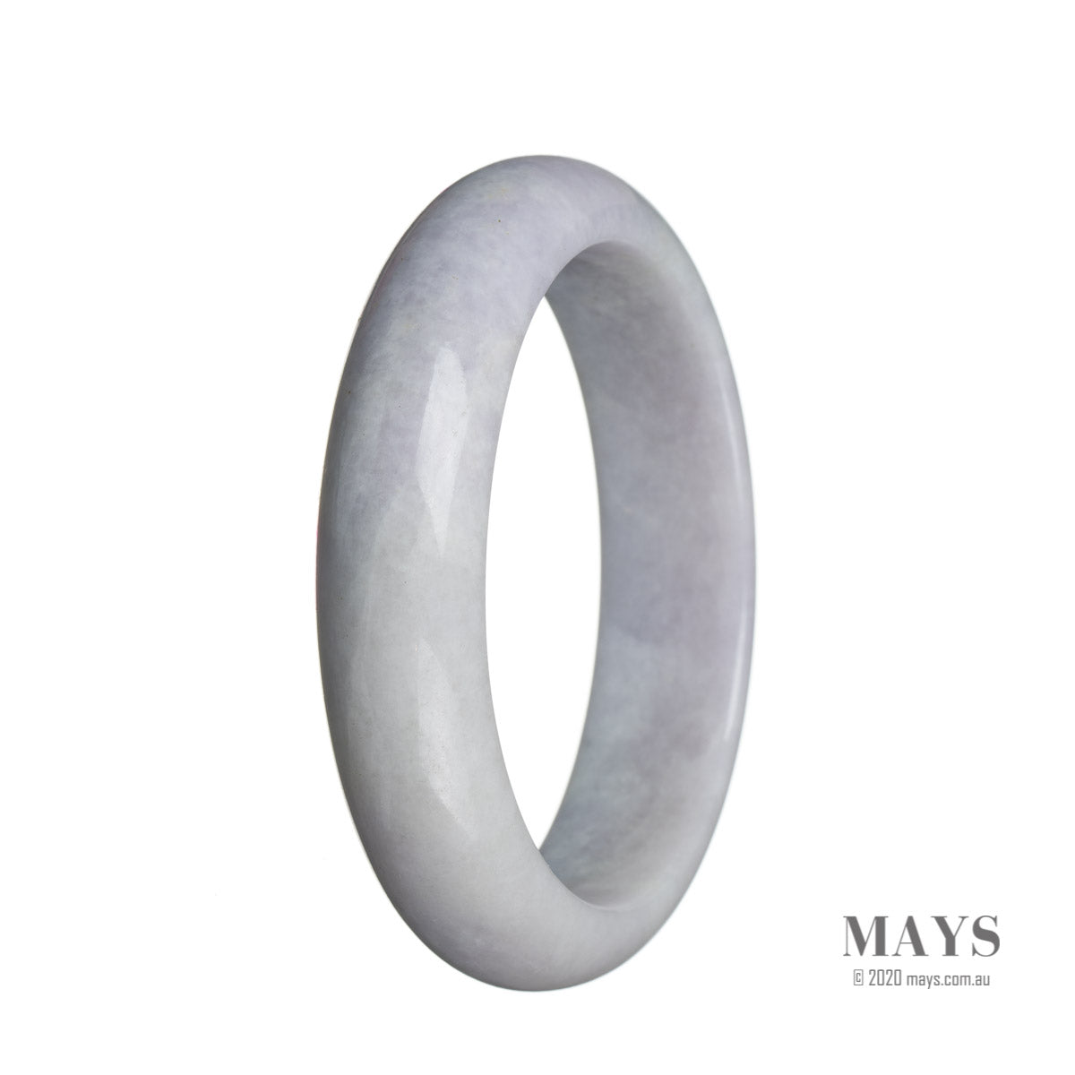A half moon pale lavender jadeite bangle bracelet with a genuine Grade A quality.