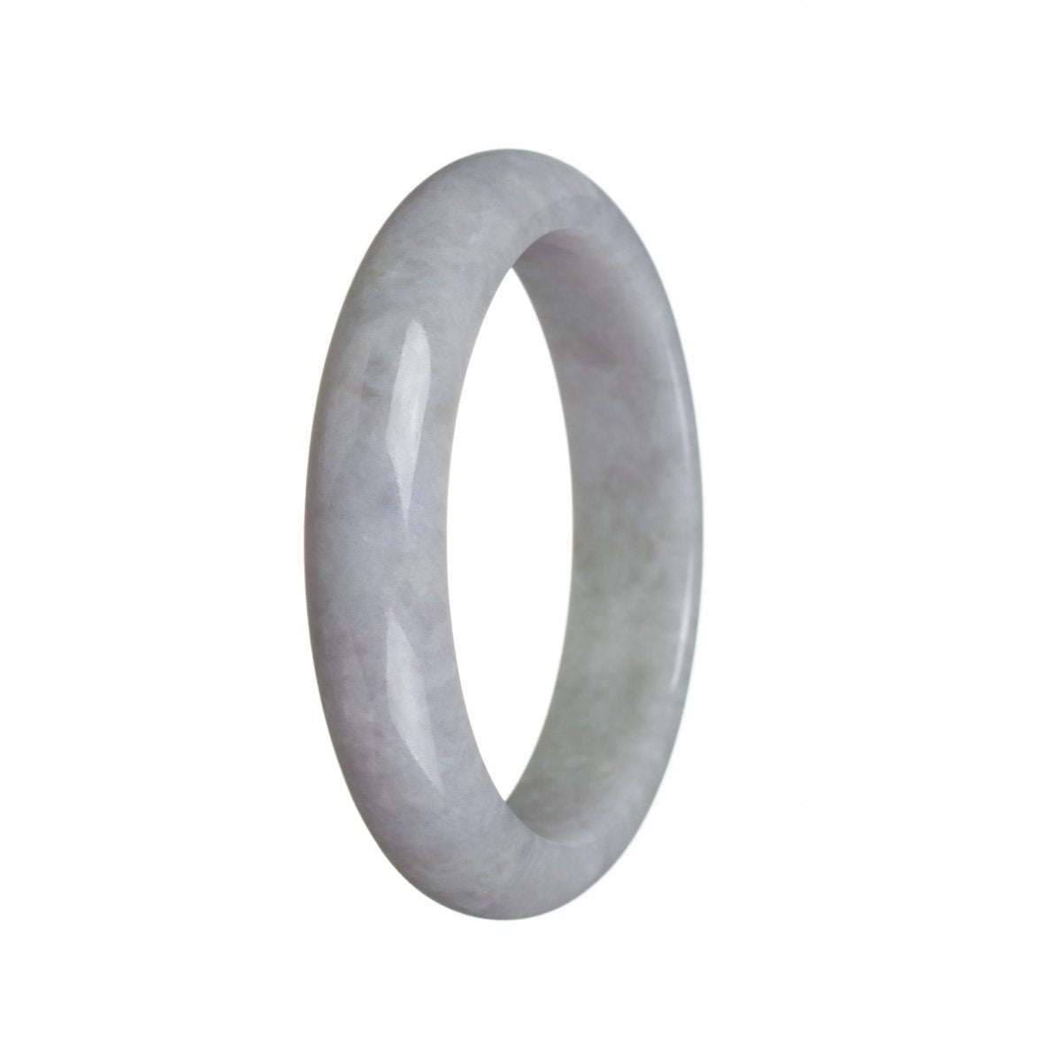 A lavender jadeite bangle bracelet with a semi-round shape, measuring 61mm.