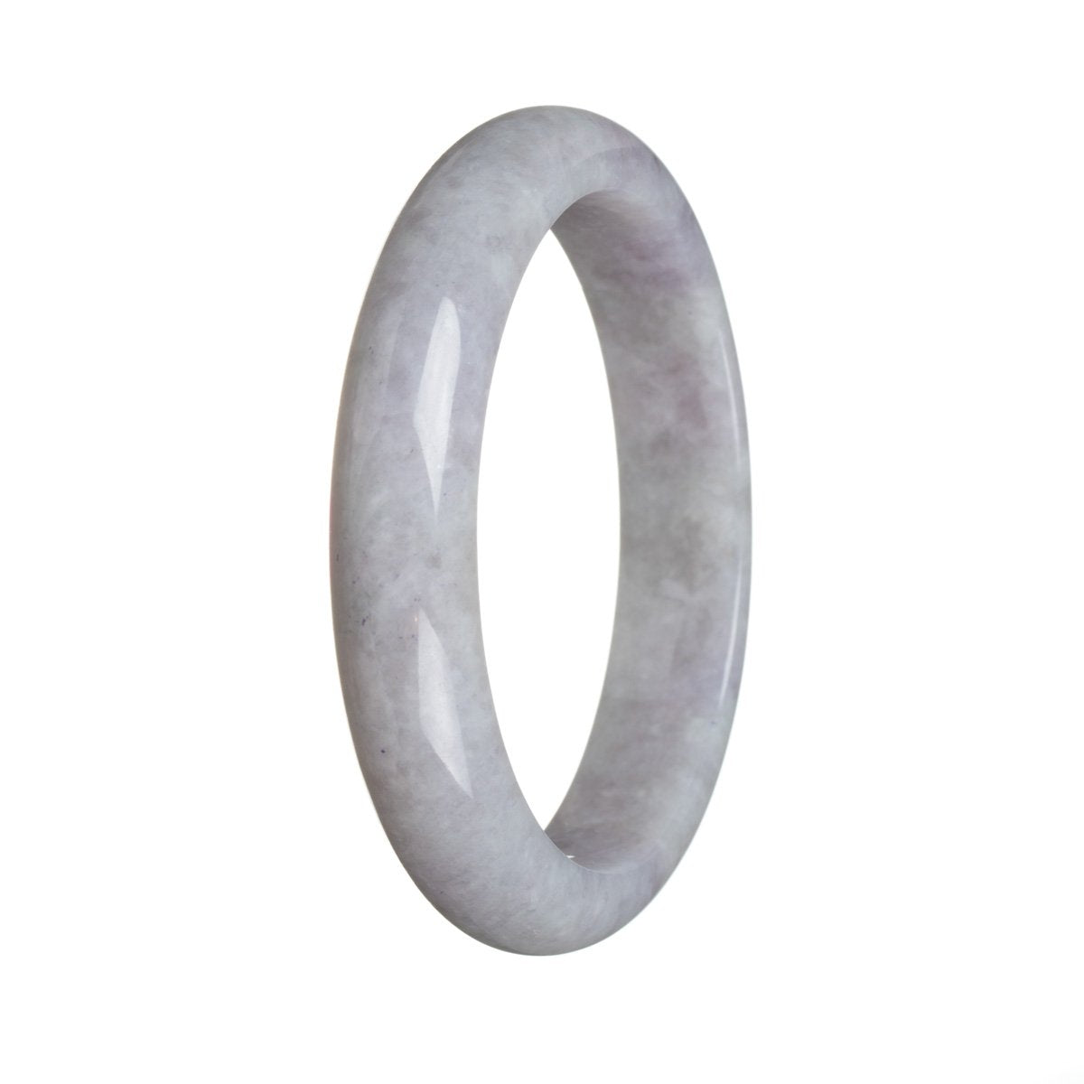 A stunning lavender Burmese jade bracelet with a half moon design, crafted from genuine Grade A jade. Perfect for adding a touch of elegance to any outfit.