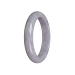 An elegant lavender jade bangle bracelet with a half moon shape, made from high-quality Grade A traditional jade. The perfect accessory to add a touch of sophistication to any outfit.