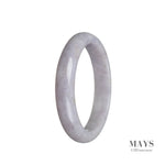 A lavender jade bangle bracelet with a semi-round shape, crafted from real natural jadeite.