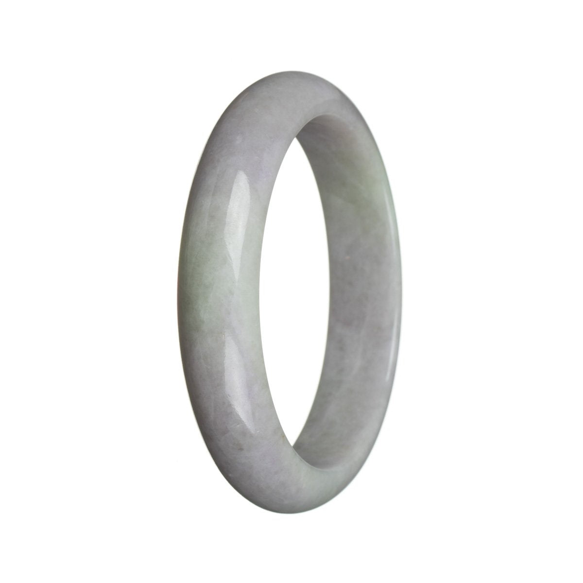 A close-up of a lavender jade bracelet with semi-round beads.