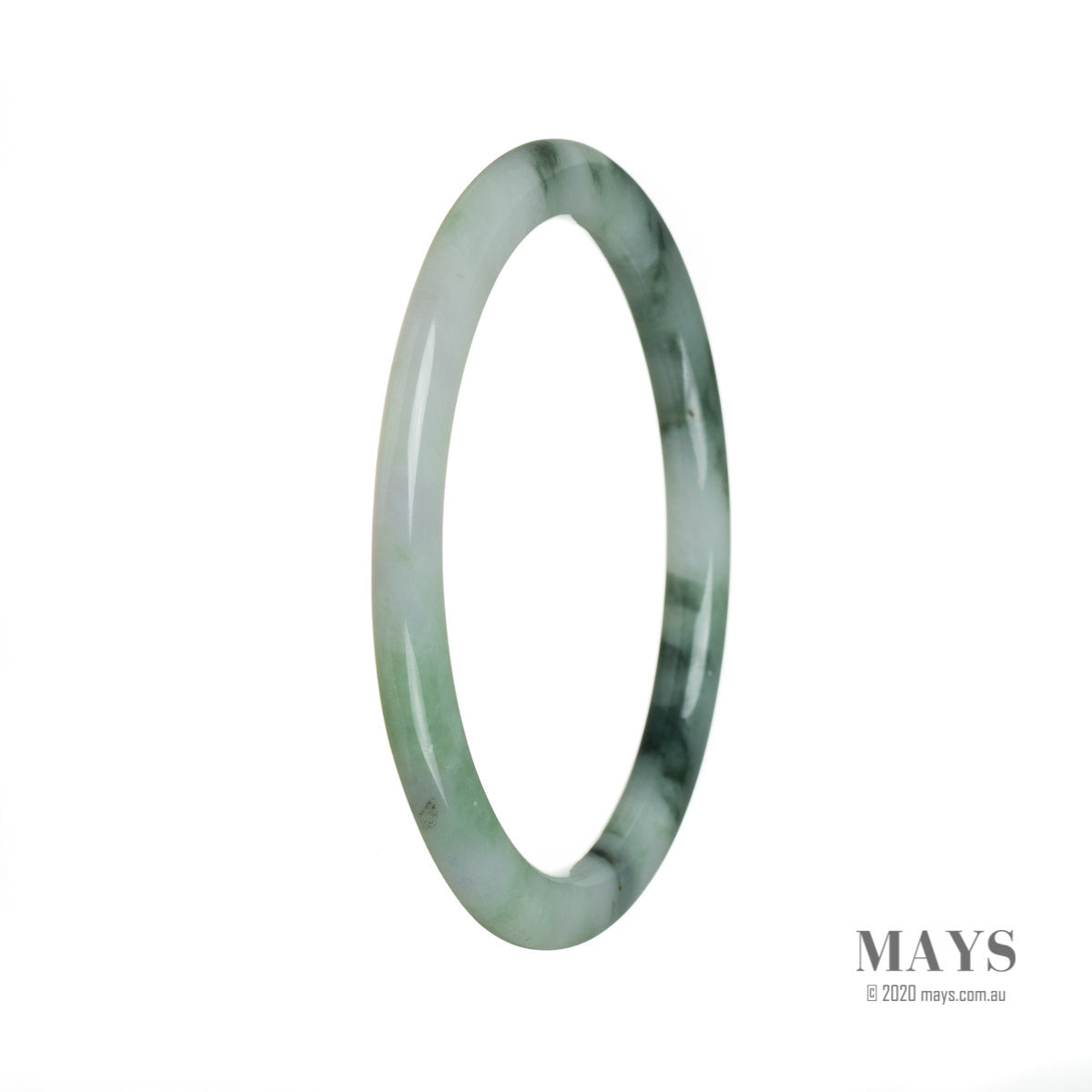 A close-up image of a petite round jade bracelet in a vibrant green color. The bracelet features genuine Type A Green flower Burmese Jade beads, providing a unique and elegant accessory.