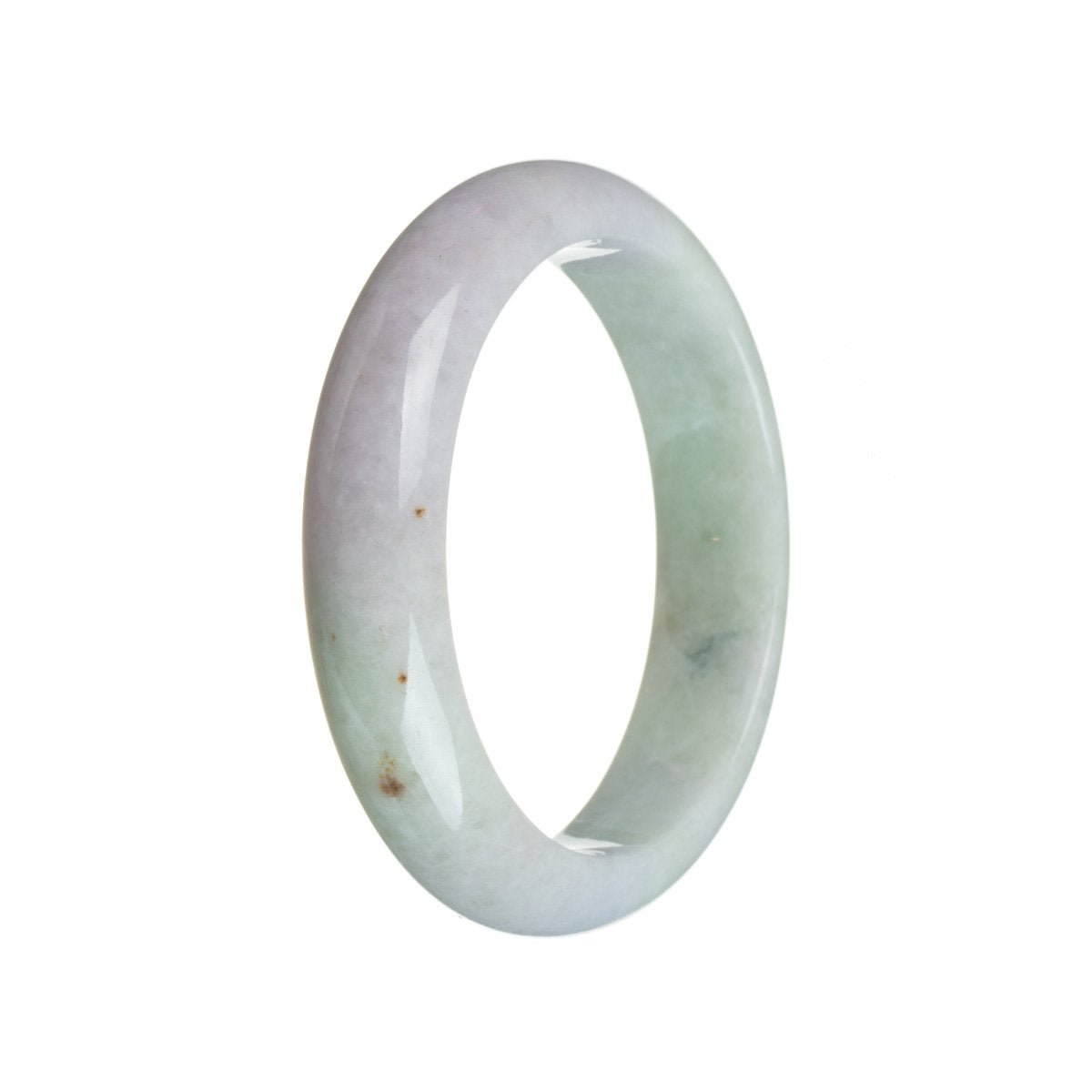 A beautiful lavender and green bracelet made with untreated, authentic lavender stones and green Burma Jade. The stones are semi-round, measuring 56mm in size. Created by MAYS.