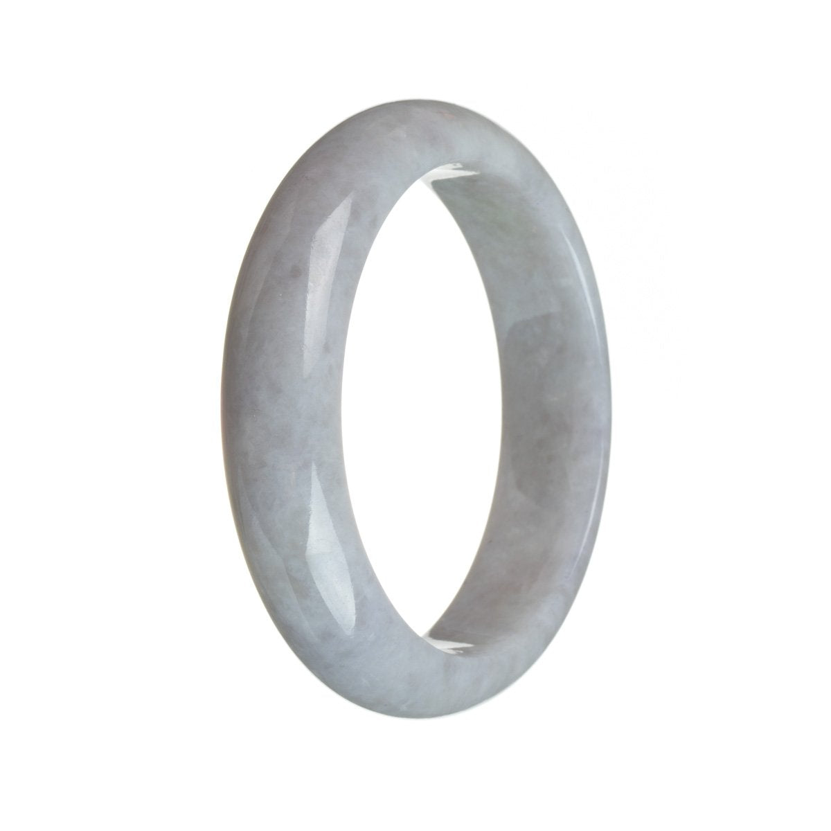 A bracelet made of genuine Grade A Lavender Jade, featuring a 58mm half moon design. Perfectly crafted by MAYS GEMS.