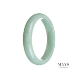 A half moon shaped light green jade bracelet, crafted with authentic Grade A jade. The bracelet measures 56mm in size and is perfect for adding a touch of elegance to any outfit. From the MAYS collection.