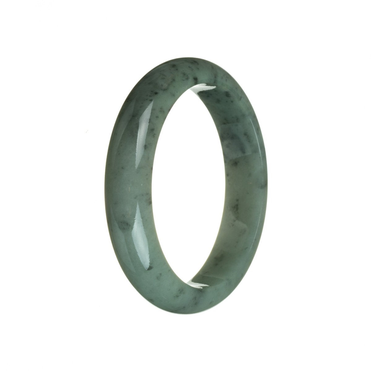 Real Untreated Green Jadeite Bangle Bracelet - 59mm Semi Round