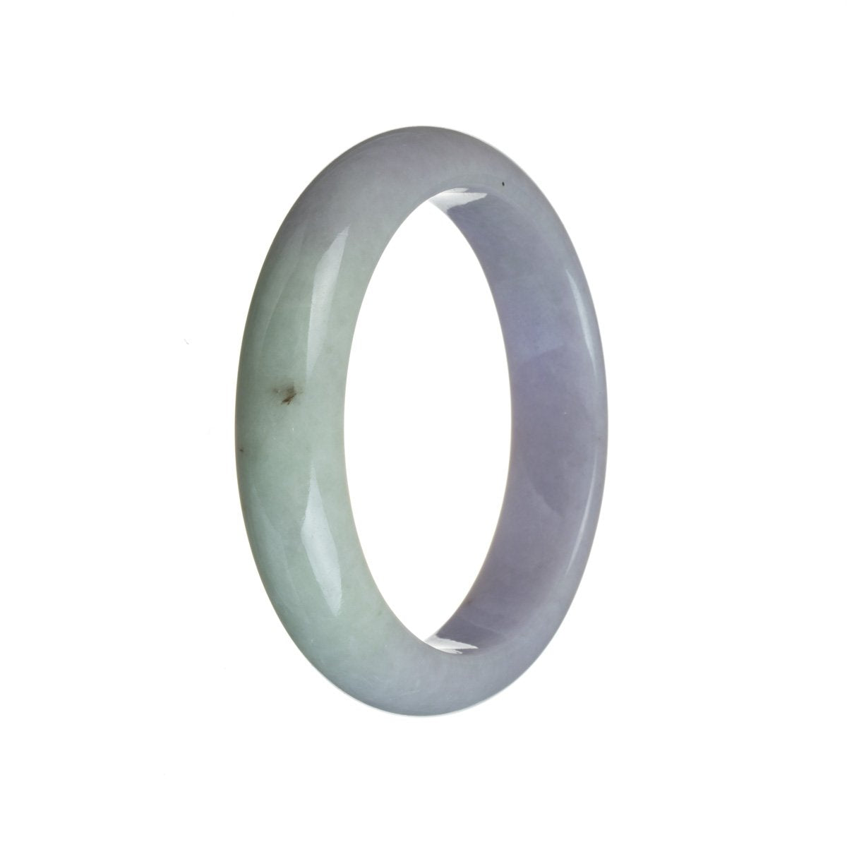 Genuine Type A Lavender with green Burmese Jade Bracelet - 58mm Semi Round
