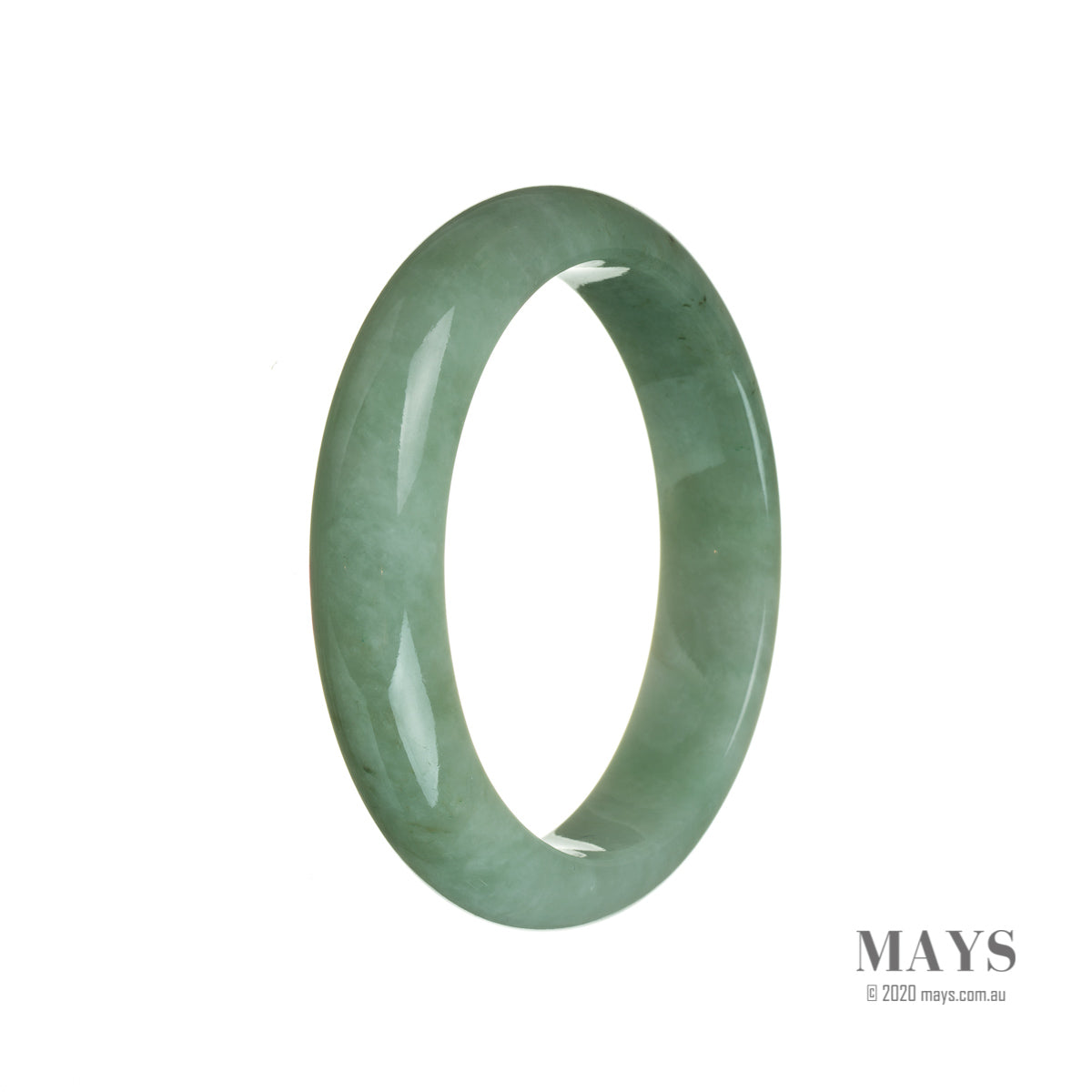 Genuine Natural Green Burma Jade Bangle - 58mm Semi Round