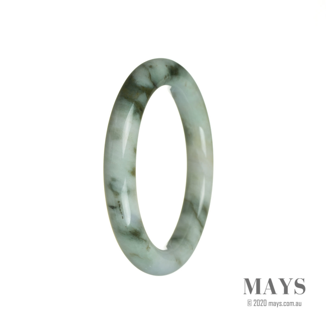 A round jadeite bangle in shades of lavender, green, and brown, certified Grade A quality, with a diameter of 56mm.