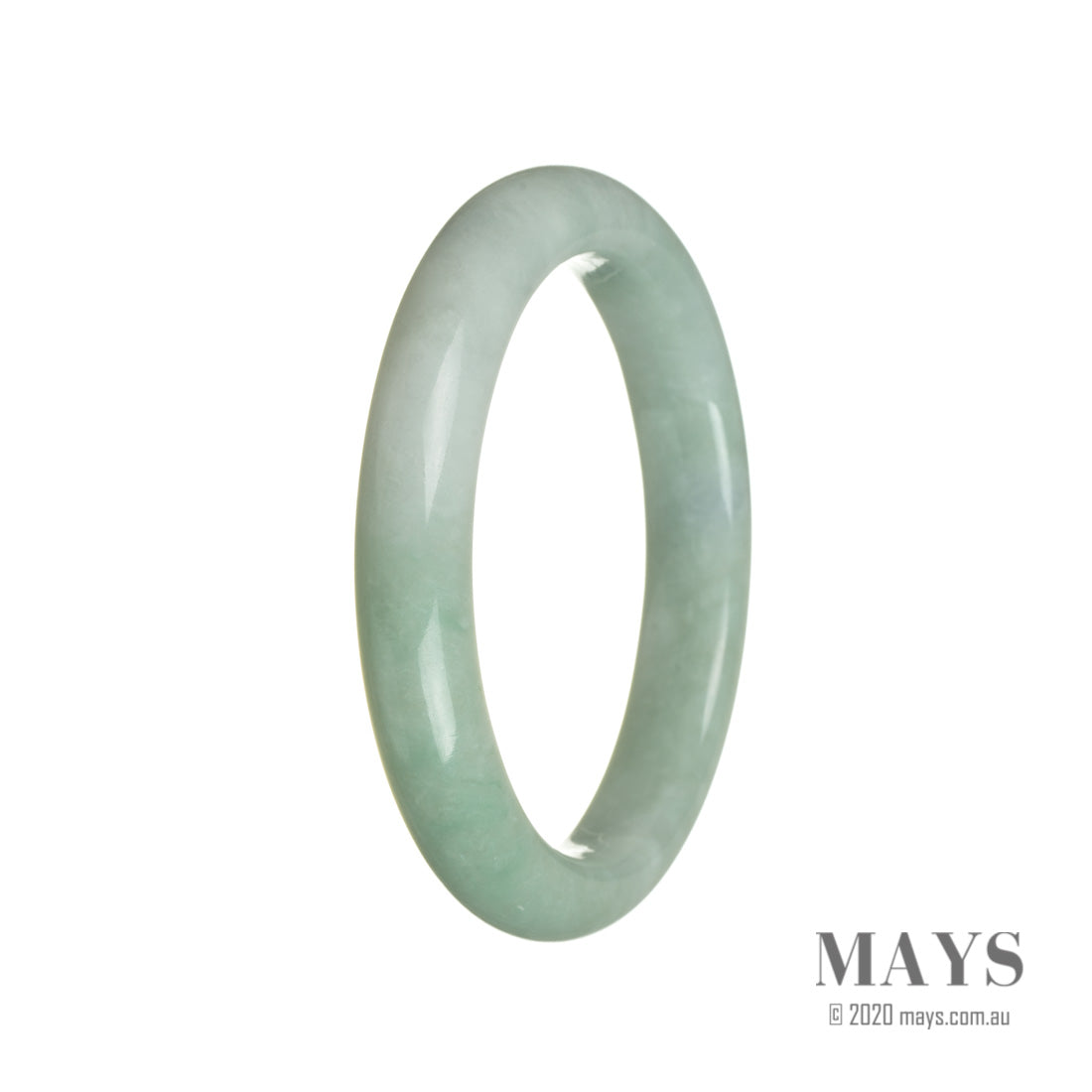 Real Untreated Green with White Jadeite Bracelet - 63mm Semi Round