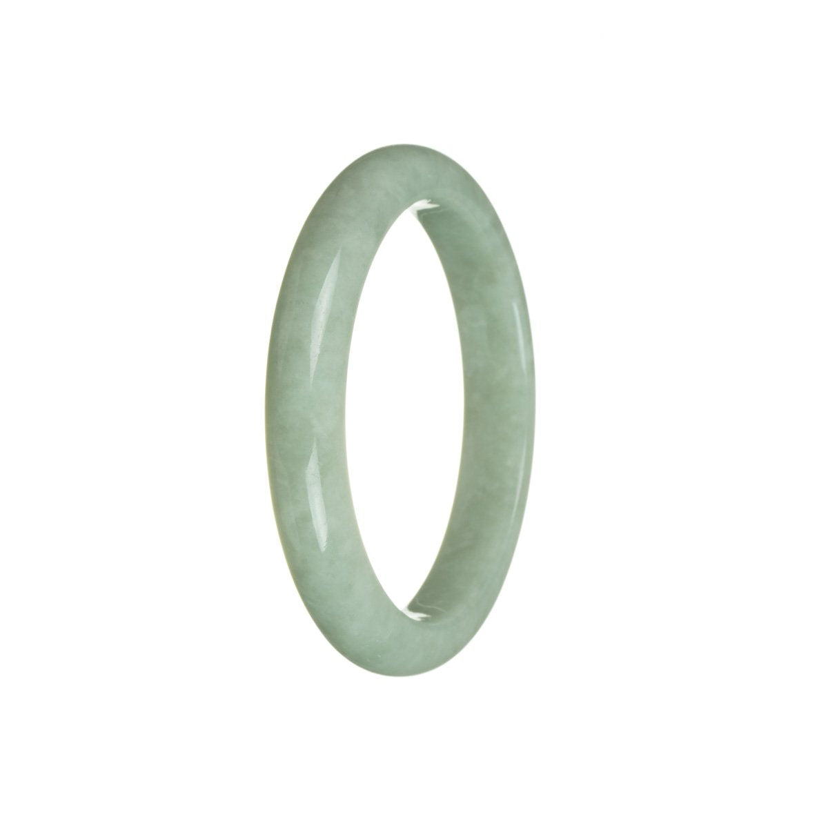 A close-up photo of a beautiful jade bracelet in a half-moon shape, featuring genuine and natural green Burma jade. The bracelet has a smooth and polished surface, showcasing the vibrant green color of the jade. It is a stylish and elegant accessory that would make a perfect addition to any jewelry collection.