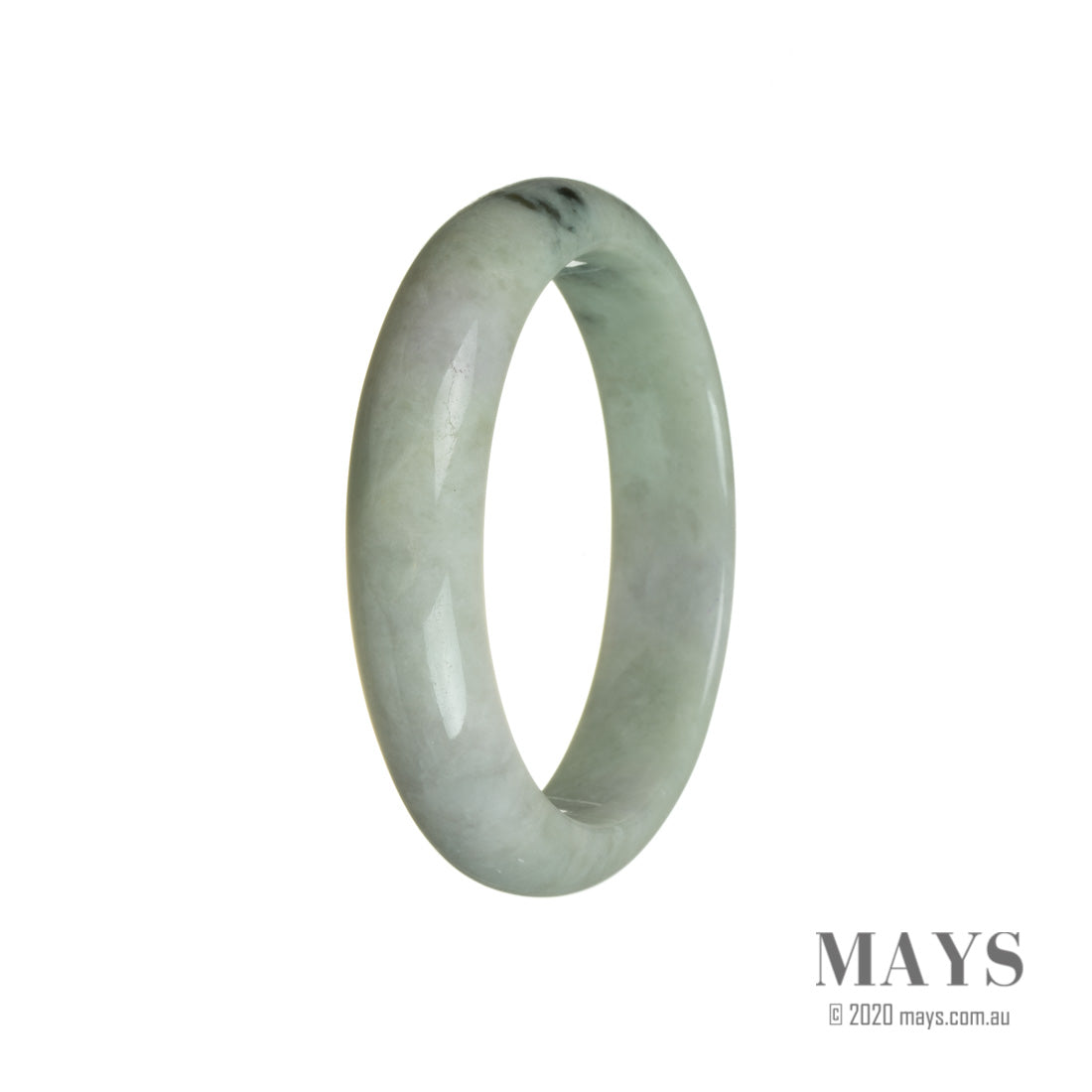 Authentic Untreated Green with Lavender Burma Jade Bangle Bracelet - 58mm Half Moon