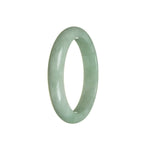 A stunning, half moon-shaped Real Grade A Green Jadeite Jade Bangle, measuring 58mm. Expertly crafted by MAYS GEMS.