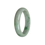 Real Grade A Light Grey with Green Jade Bangle Bracelet - 58mm Half Moon