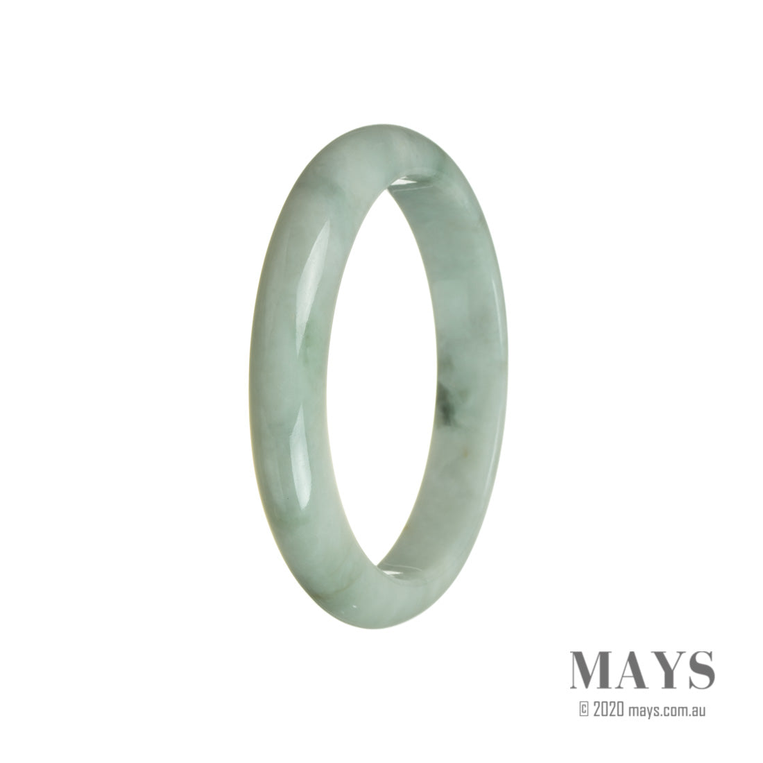 Real Untreated Green with Grey Jadeite Jade Bangle Bracelet - 59mm Half Moon