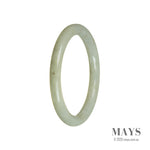 A pale green jadeite bracelet, featuring oval-shaped beads measuring 60mm in diameter. The bracelet is made of genuine Type A jadeite, known for its high quality and vibrant color. It is a beautiful piece of jewelry crafted by MAYS.