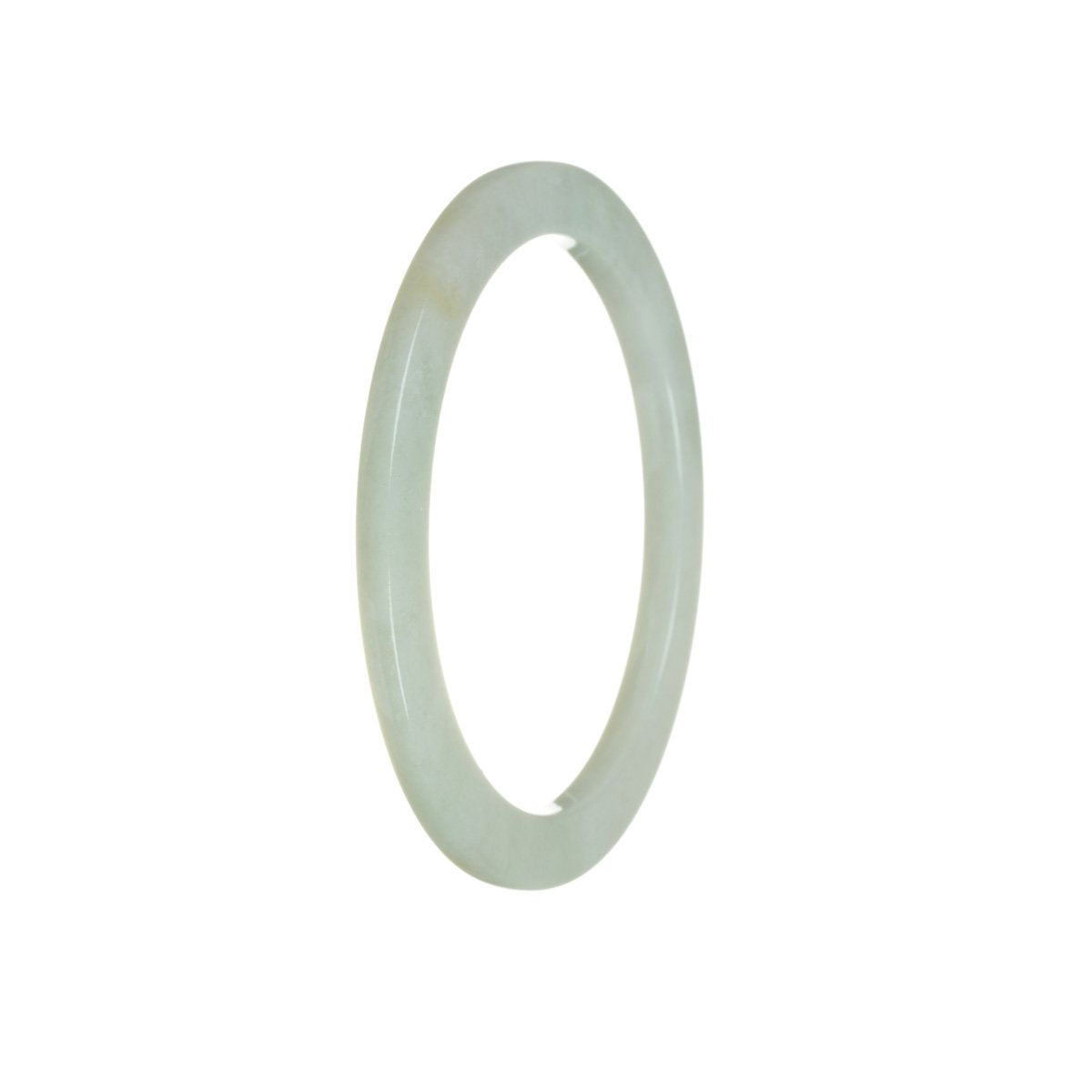 Genuine Untreated White with Pale Green Jade Bangle Bracelet - 59mm Thin