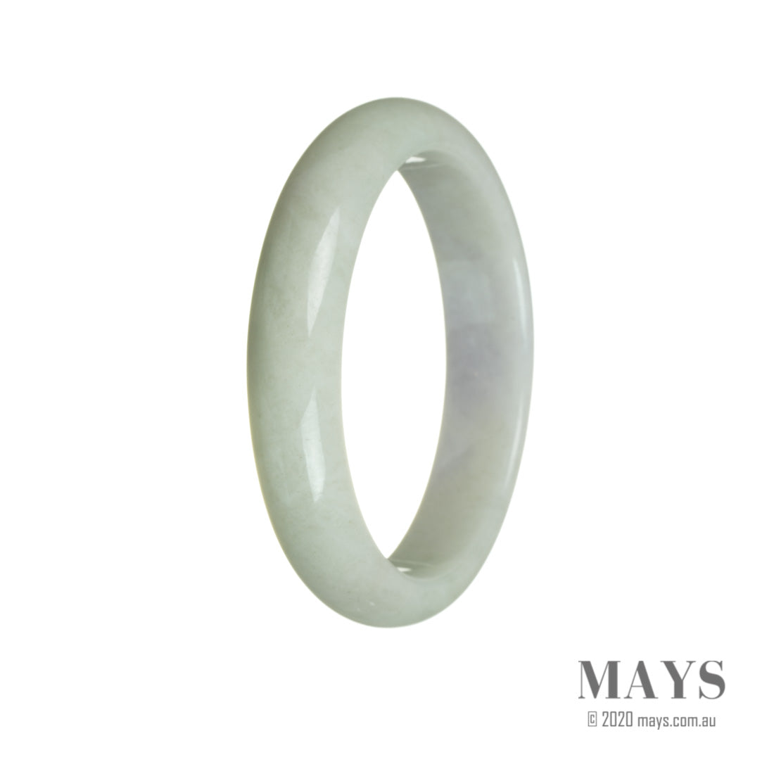 Genuine Untreated Pale Green with Lavender Jadeite Bangle Bracelet - 60mm Half Moon