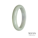 Genuine Untreated Pale Green with Lavender Jadeite Bangle Bracelet - 60mm Half Moon