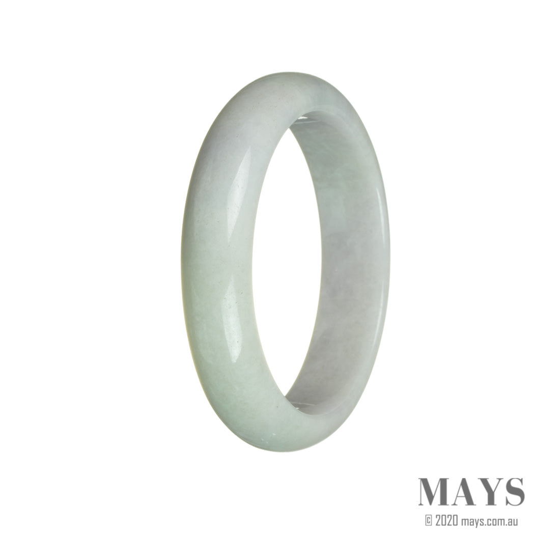 Genuine Grade A Lavender with Pale Green Burma Jade Bangle - 60mm Half Moon