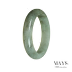 Real Untreated Green with Pale Green Burma Jade Bangle - 60mm Half Moon