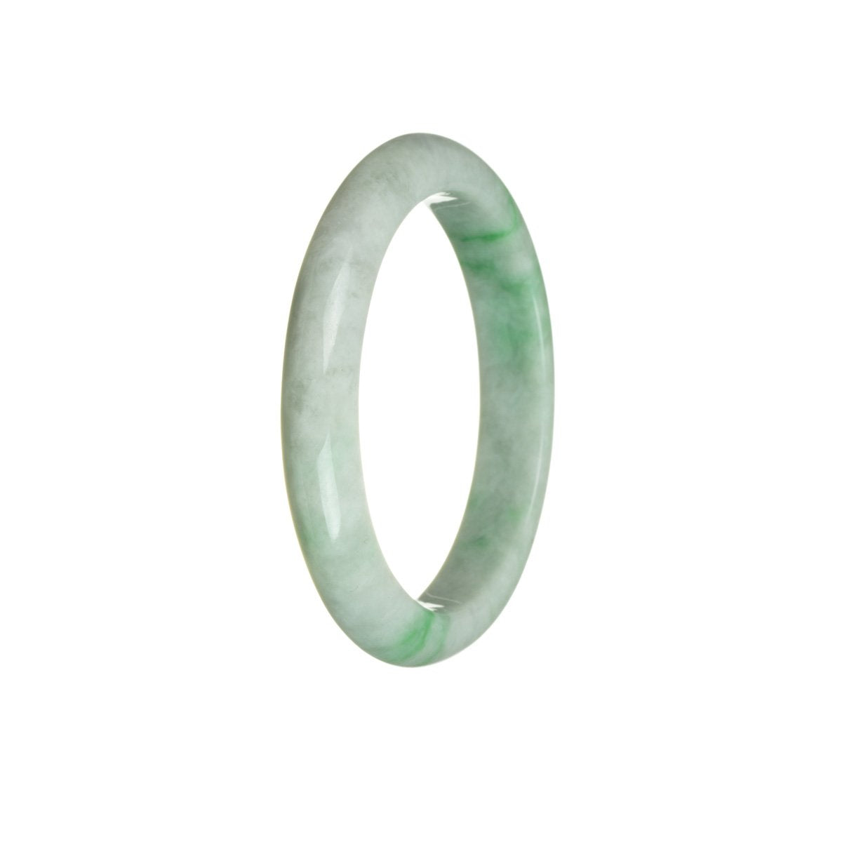 Certified Untreated White with Green Jadeite Bracelet - 55mm Half Moon