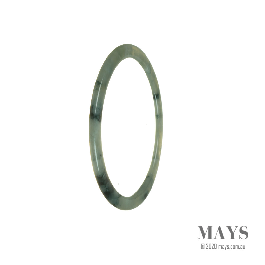 Genuine Type A Flower Burmese Jade Bangle Bracelet - 59mm Thin