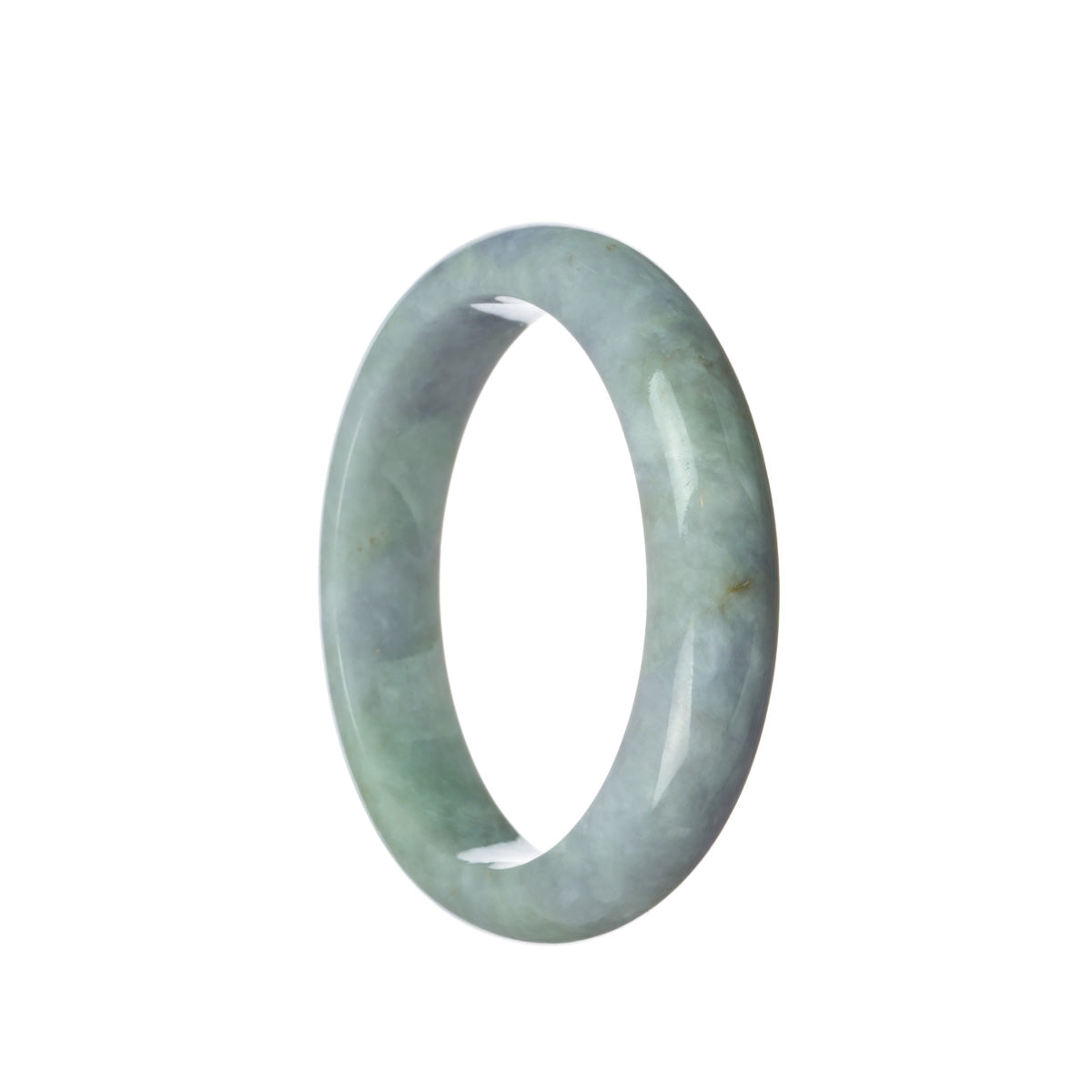 Genuine Natural Lavender with green Traditional Jade Bangle Bracelet - 58mm Half Moon