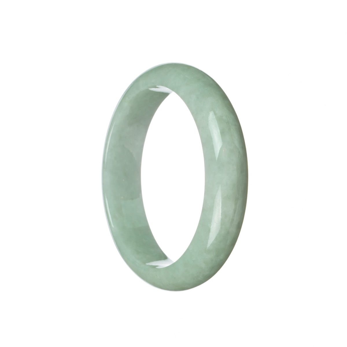 Authentic Grade A Pale Green Burma Jade Bangle Bracelet - 58mm Half Moon