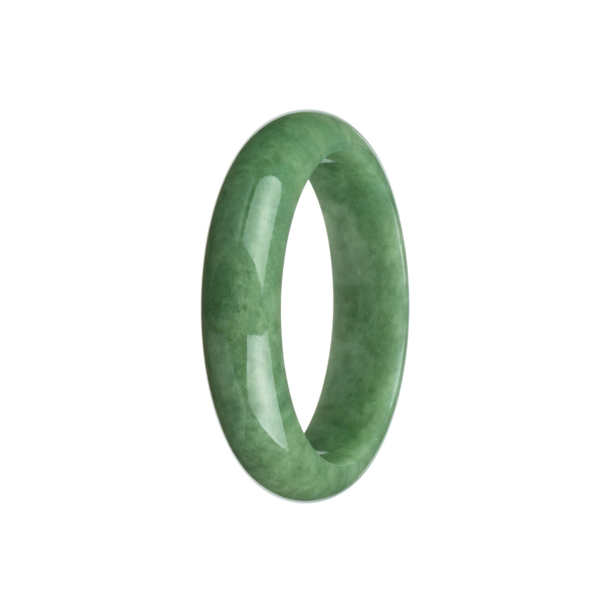 Real Grade A Green Jade Bangle - 58mm Half Moon