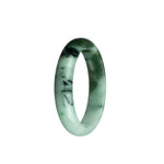 A half-moon shaped pale green and olive green Burma Jade bangle bracelet, untreated and genuine.