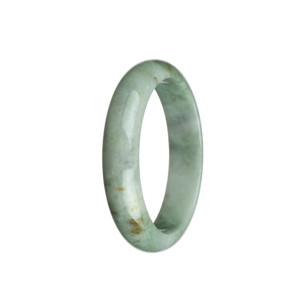 Genuine Natural Green with White Traditional Jade Bracelet - 56mm Half Moon
