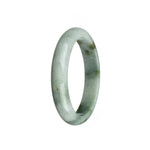 A stunning half moon shaped bracelet made of genuine untreated white jade from Burma, with beautiful olive green hues. Perfect for adding a touch of elegance to any outfit.