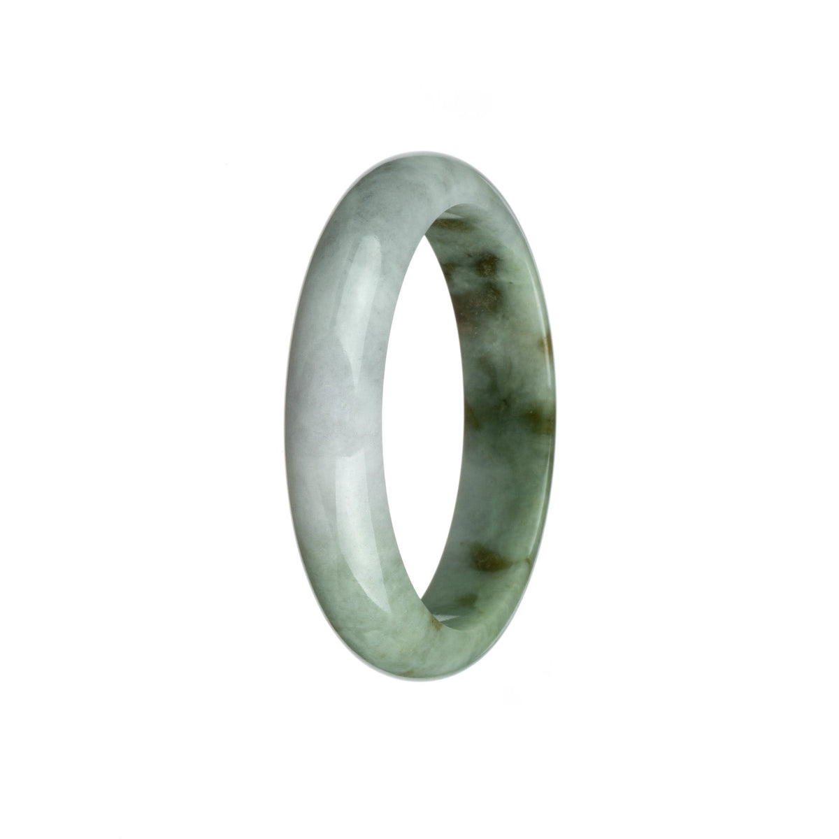 Real Grade A White with Green Burmese Jade Bangle - 56mm Half Moon