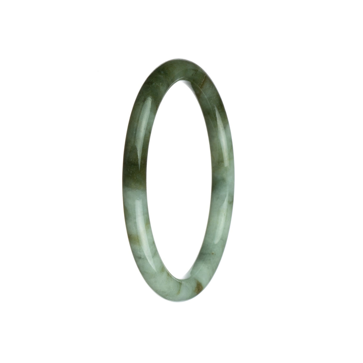 Genuine Grade A Olive Green with White Jadeite Bracelet - 62mm Petite Round