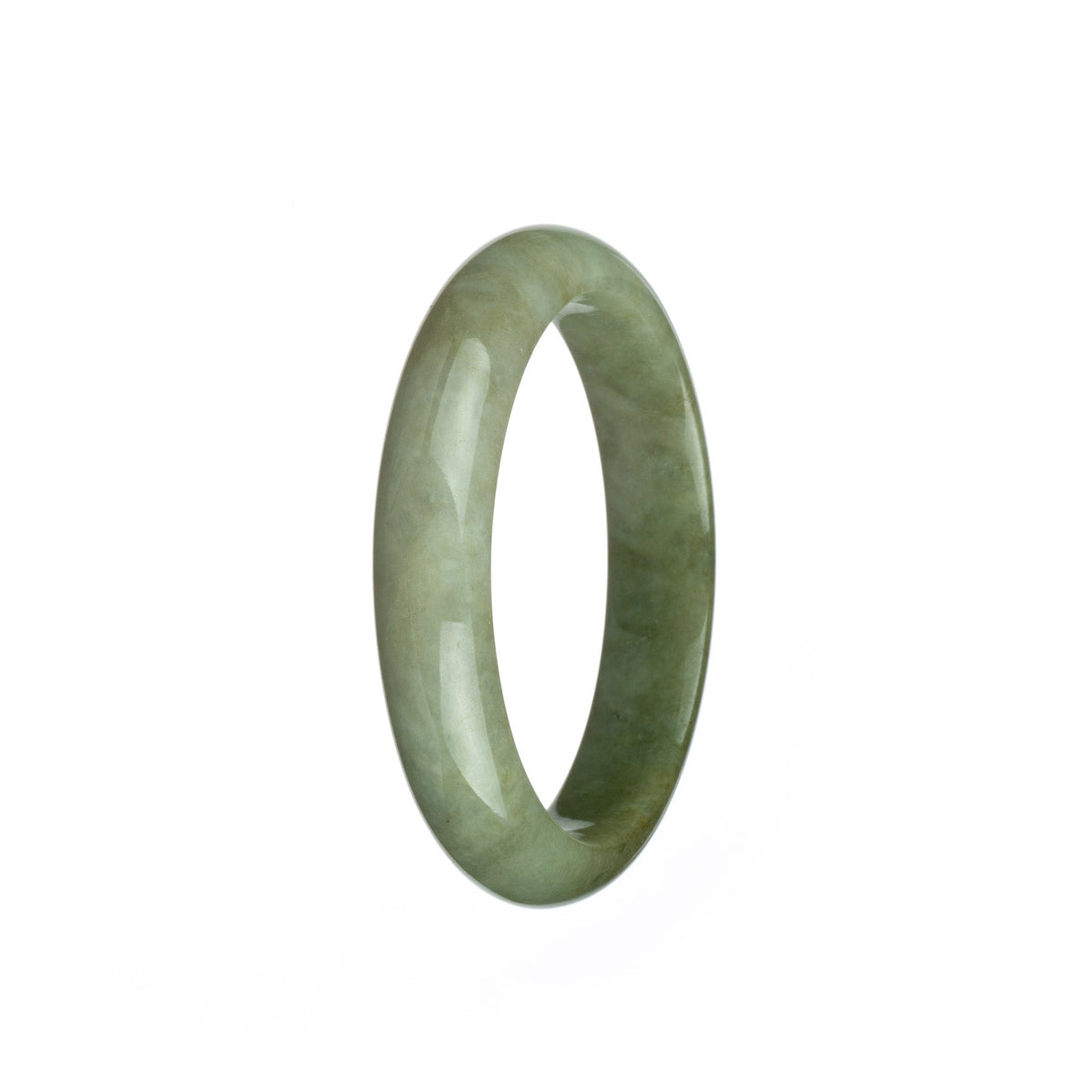 A beautiful half moon-shaped bracelet made from genuine natural white and green Burma Jade, showcasing its stunning colors and exquisite craftsmanship.