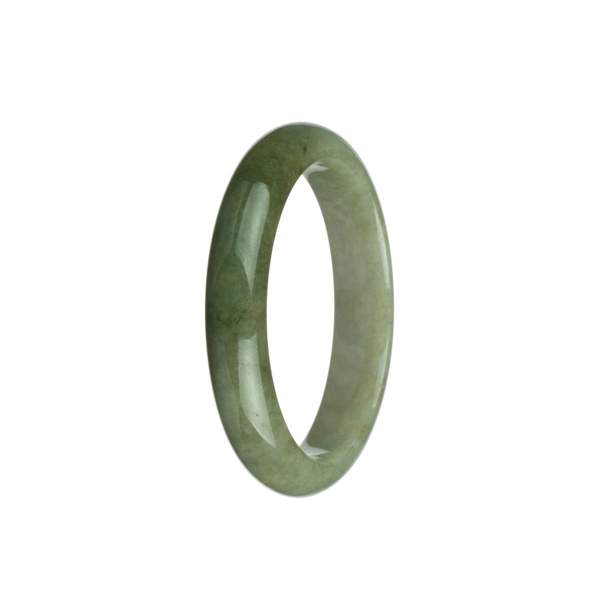 Genuine Natural White and Green Burma Jade Bracelet - 55mm Half Moon