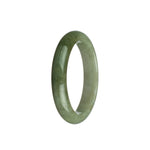 Genuine Natural White and Green Burma Jade Bracelet - 55mm Half Moon